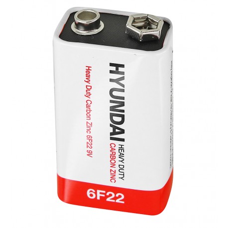 Батарейка Hyundai 6F22, 9V, крона, 1 шт.солевая