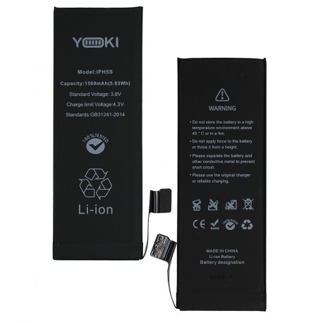 Акумулятор Yoki для Apple iPhone 5S, Li-Polymer, 3,8 В, 1560 мАг, #616-0720/616-0718