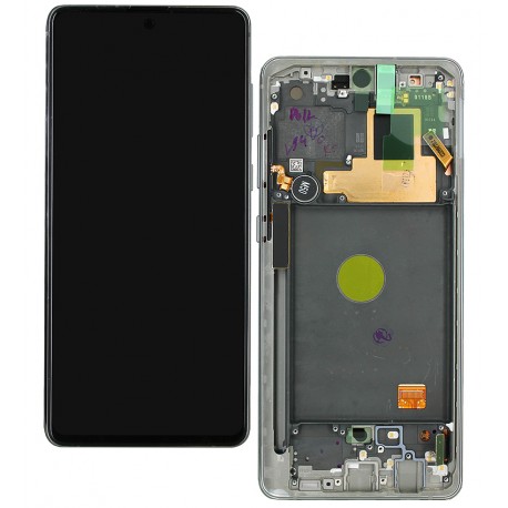 Дисплей для Samsung N770 Galaxy Note 10 Lite, сріблястий, с рамкой, оригинал (PRC)