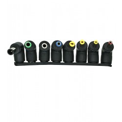 Набір перехідників на штекери живлення DC: гніздо (Female) 5,5x2,1mm на штекери (Male) 8шт кутових, 5,5x2,1mm, 3,5x1,35mm, 4,0x1,7mm, та інші