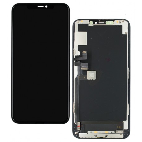 Дисплей iPhone 11 Pro Max, черный, с сенсорным экраном, с рамкой, переклеено стекло