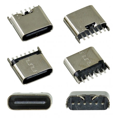 Гніздо USB Type-C 6pin H=6.8mm пряме C-11