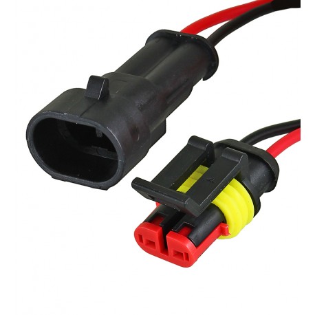 Роз'єм авто герметичний 2 pin, Superseal 1.5, з кабелем, комплект (штекер + гніздо)