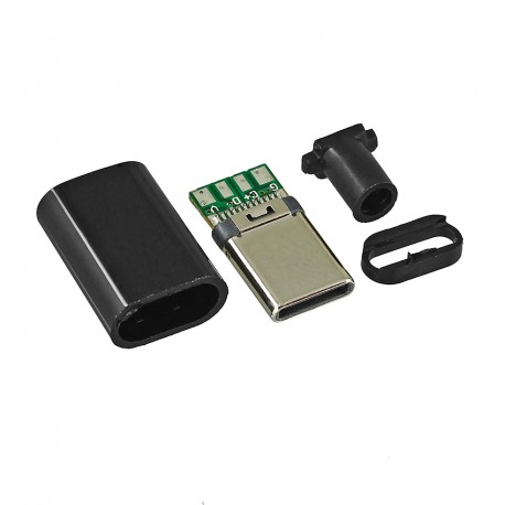 Штекер USB Type-C 4pin OTG в корпусі на кабель черный