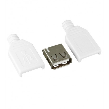 Гнездо USB тип A на кабель в корпусе біле тип1