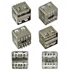 Гнездо USB-AF двойное прямое H=10.5mm USB-26 Гнездо USB-AF двойное прямое H=10.5mm USB-26