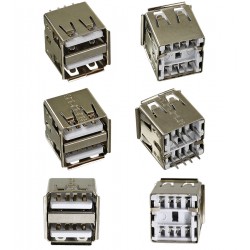 Гнездо USB-AF двойное прямое H=14.2mm USB-29 Гнездо USB-AF двойное прямое H=14.2mm USB-29