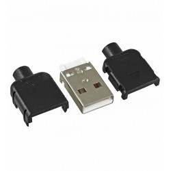 Штекер USB тип A на кабель у корпусі чорна CN-03-04 Штекер USB тип A на кабель у корпусі чорна CN-03-04