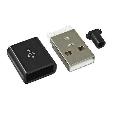 Штекер USB тип A на кабель в корпусе черный CN-05-08