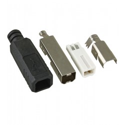 Штекер USB тип B на кабель в корпусе черный Штекер USB тип B на кабель в корпусе черный