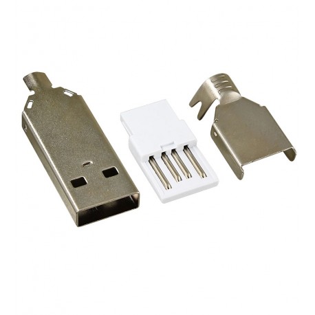 Штекер USB тип A на кабель мет. корпус CN-17-04