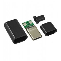 Штекер з тригером USB Type-C 2pin у корпусі PD 12V чорна R2-1