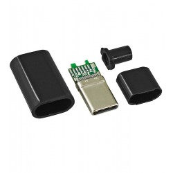 Штекер USB Type-C 24pin на кабель черный Штекер USB Type-C 24pin на кабель черный