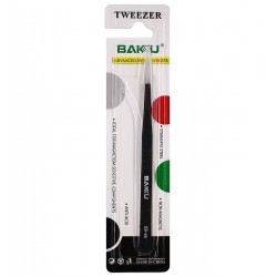 Пинцет прямой Baku BK-SS-sa с чёрным термопокрытием Пинцет прямой Baku BK-SS-sa с чёрным термопокрытием