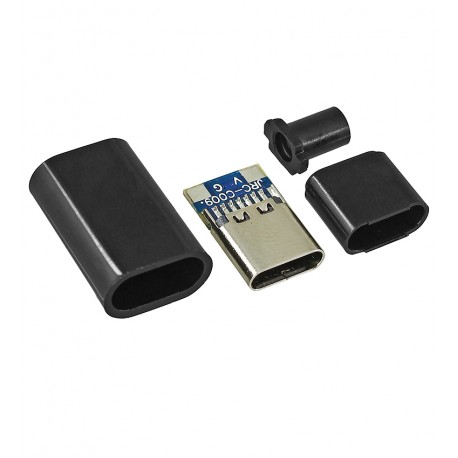 Штекер USB Type-C 2pin на кабель черный CN-03-02