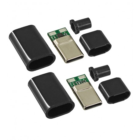 Комплект вилок USB Type-C 4pin в корпусе PD 240W 50V 5A чорний