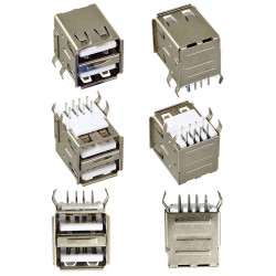 Гнездо USB-02-2-FD-90 USB-A сдвоенное горизонтальное Гнездо USB-02-2-FD-90 USB-A сдвоенное горизонтальное